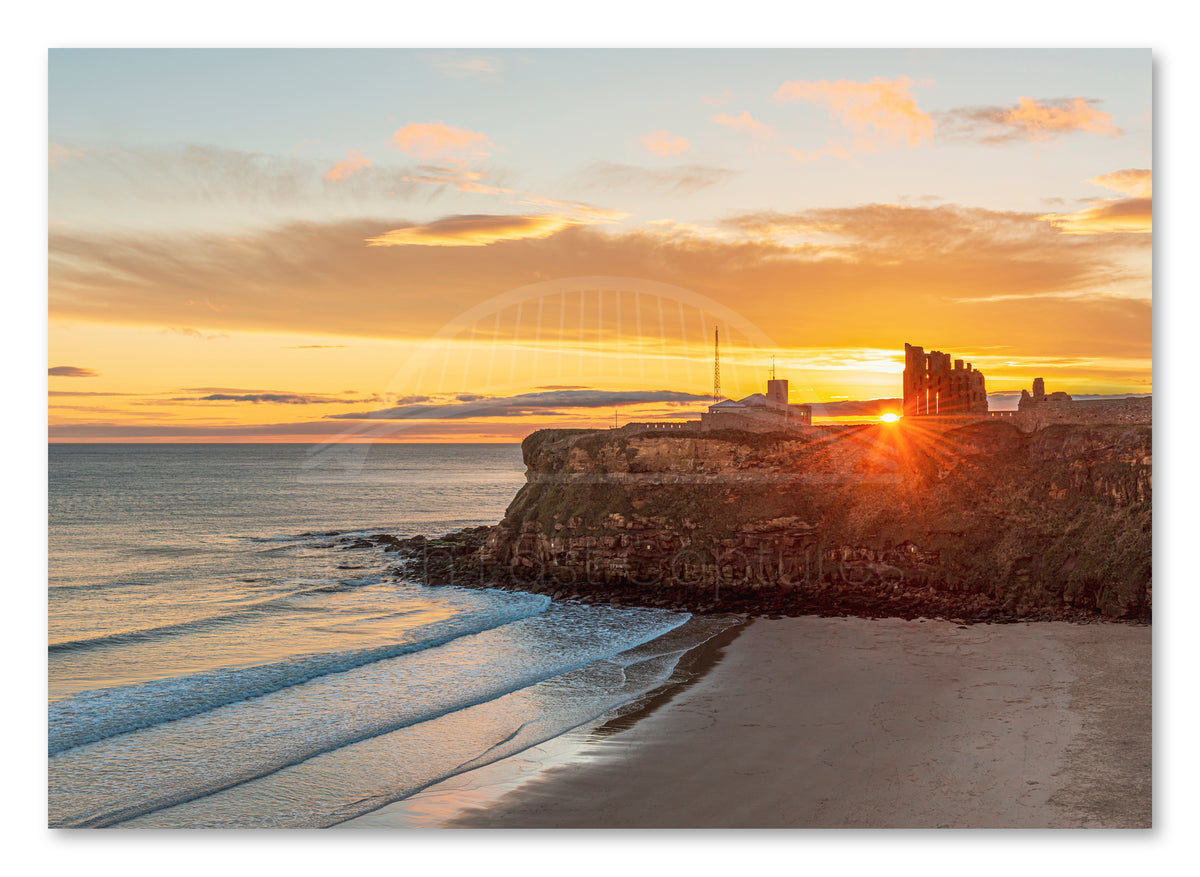 King Edwards Bay - Tynemouth Priory Sunrise - Tynemouth shown as a canvas print.