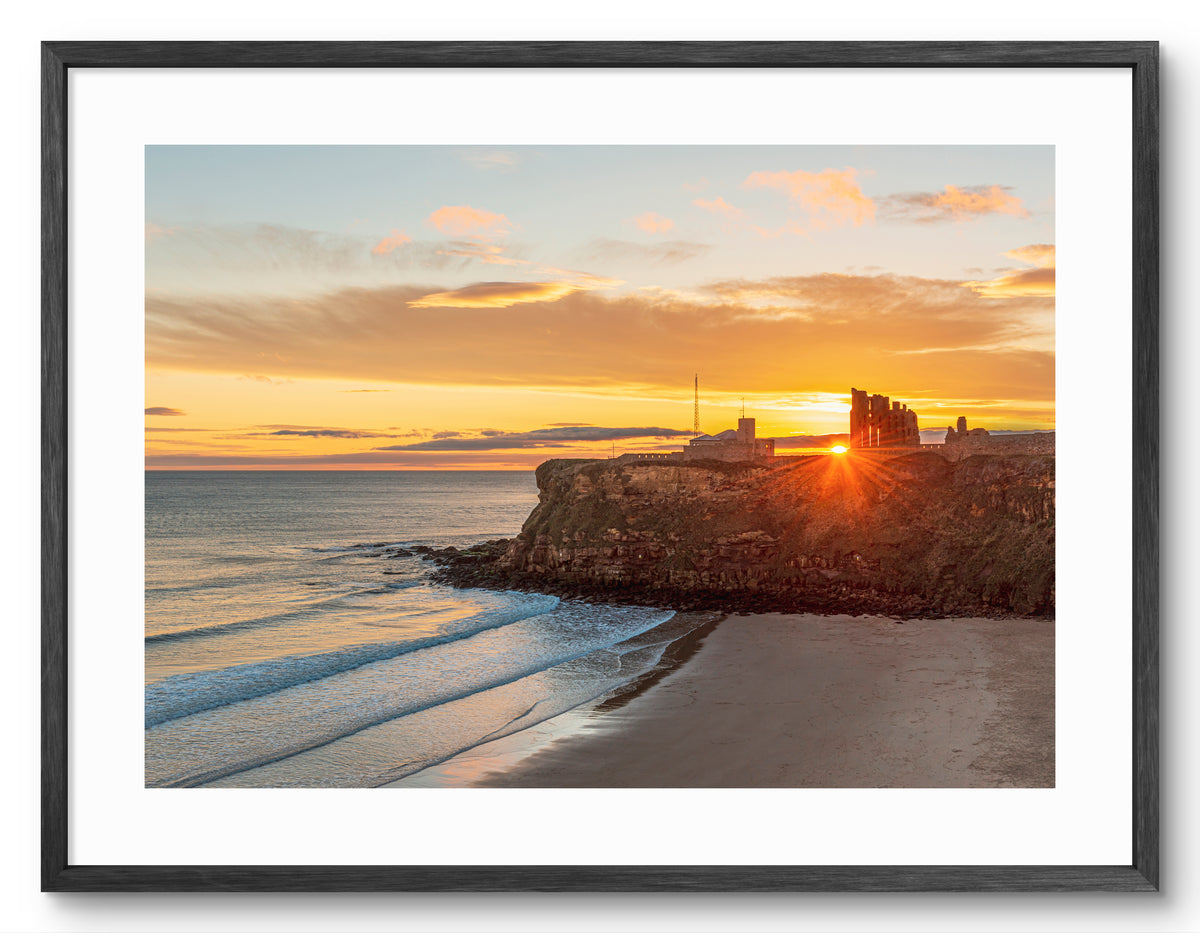 King Edwards Bay - Tynemouth Priory Sunrise - Tynemouth shown as a framed photographic print.