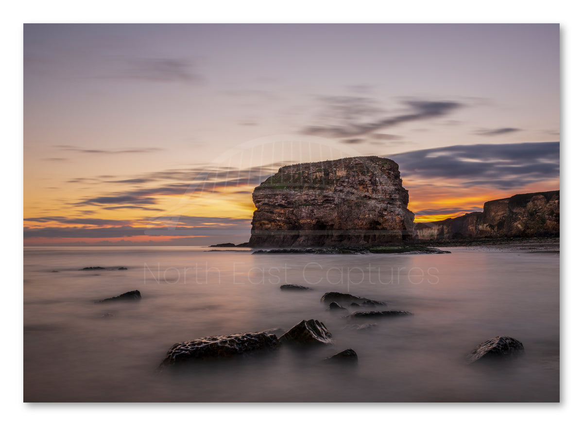 Marsden Rock - Long Exposure Sunrise - Mardsen - South Tyneside shown as a canvas print.