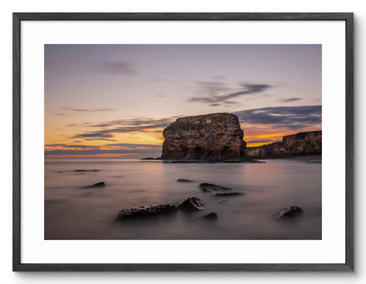 Marsden Rock - Long Exposure Sunrise - Mardsen - South Tyneside shown as a framed photographic print.
