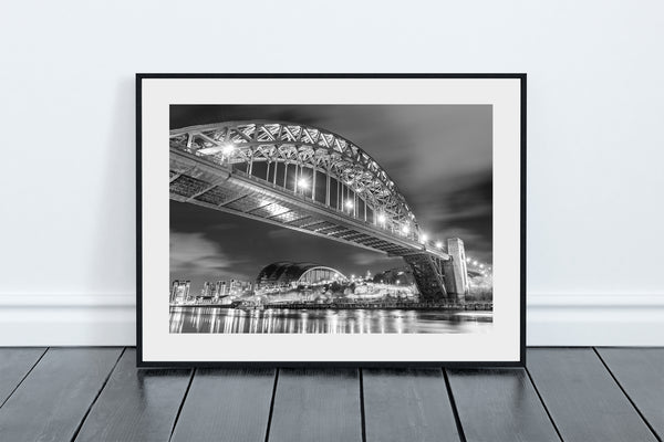 Black and White Tyne Bridge and Glasshouse