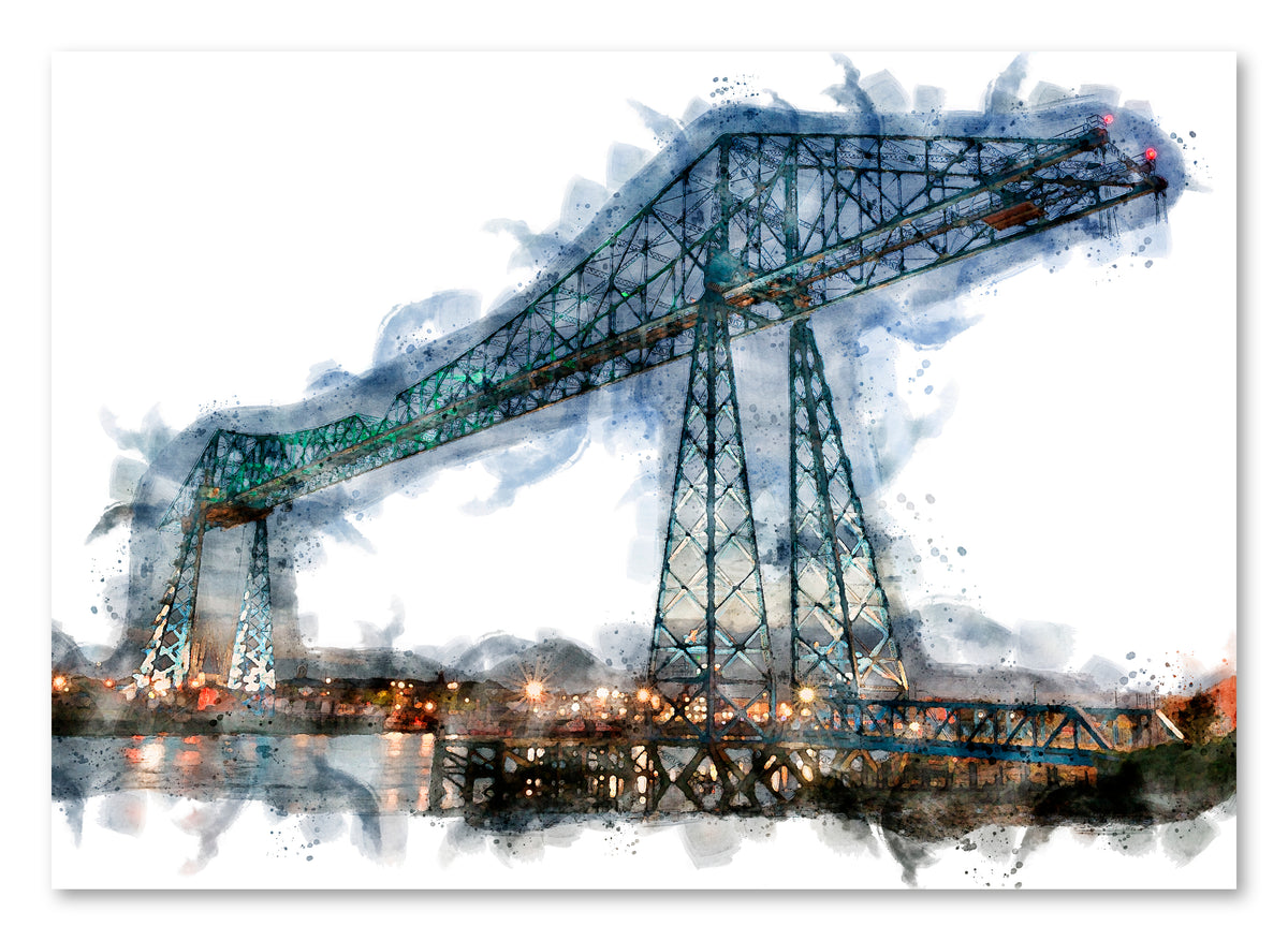 Tees Transporter Bridge - Digital Watercolour - Middlesbrough - Teesside