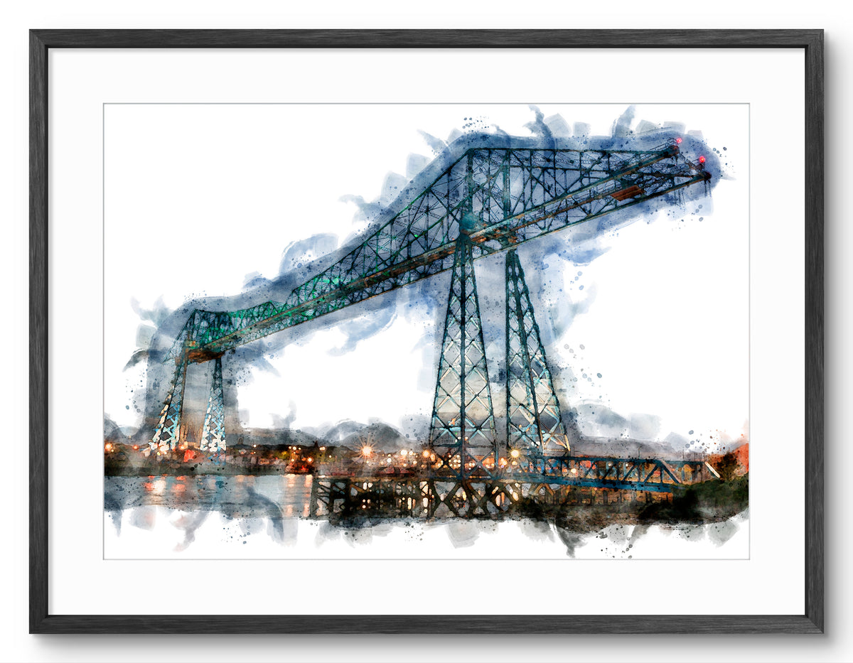 Tees Transporter Bridge - Digital Watercolour - Middlesbrough - Teesside