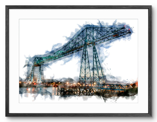 Tees Transporter Bridge - Digital Watercolour - Middlesbrough - Teesside