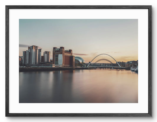 The Quayside and Millennium Bridge - Gateshead - Newcastle shown as a framed photographic print.