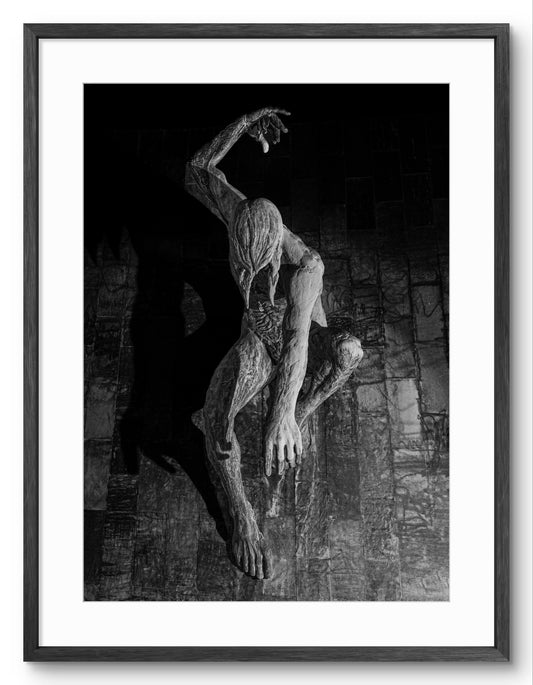 River God Tyne - Newcastle Civic Centre - Newcastle upon Tyne - Black and White shown as a framed photographic print.
