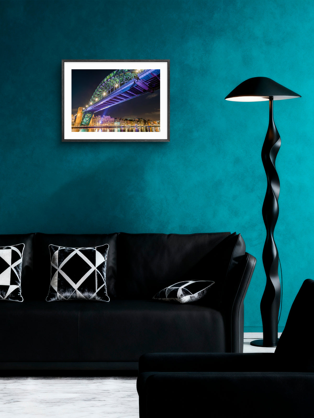 Tyne Bridge - Newcastle Quayside - Newcastle wall art displayed in a styled room setting.