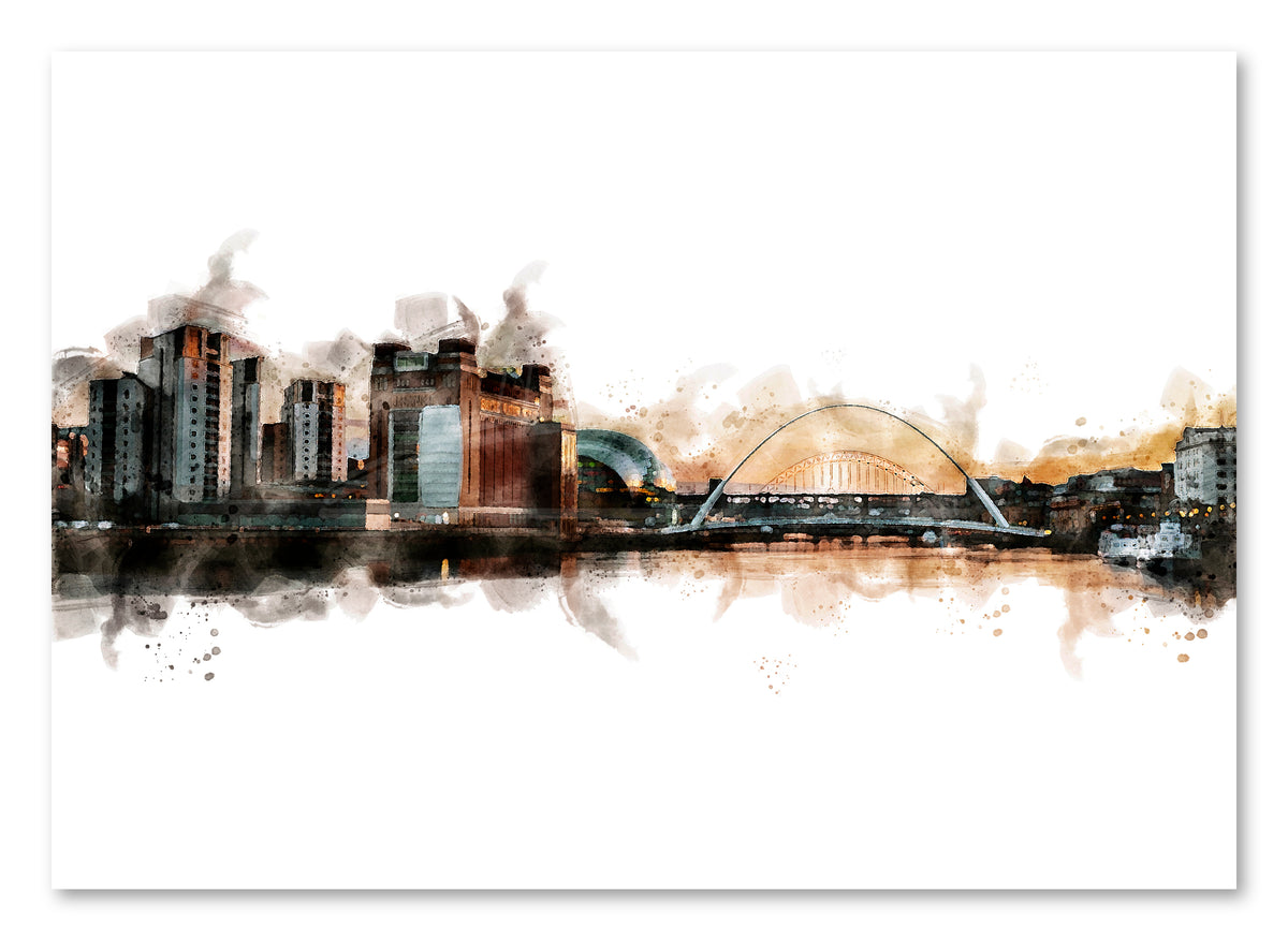 The Quayside - Digital Watercolour - Newcastle - Gateshead