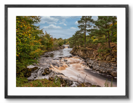 Low Force Waterfall - The River Tees - Middleton In Teesdale shown as a framed photographic print.