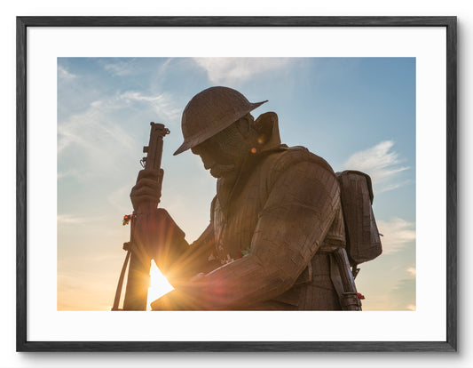 Tommy - 1101 - World War One Soldier - Sunset - Seaham - County Durham shown as a framed photographic print.