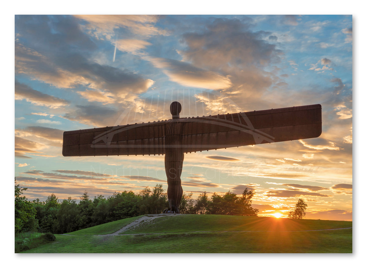 The Angel of the North - Sunset - Gateshead -North East shown as a canvas print.