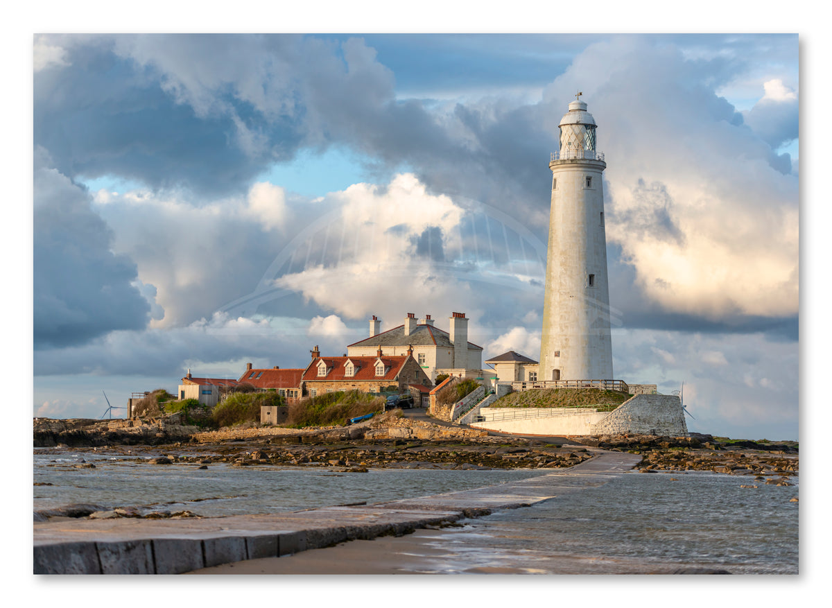 St Mary's Lighthouse - High Tide - Whitley Bay shown as a canvas print.