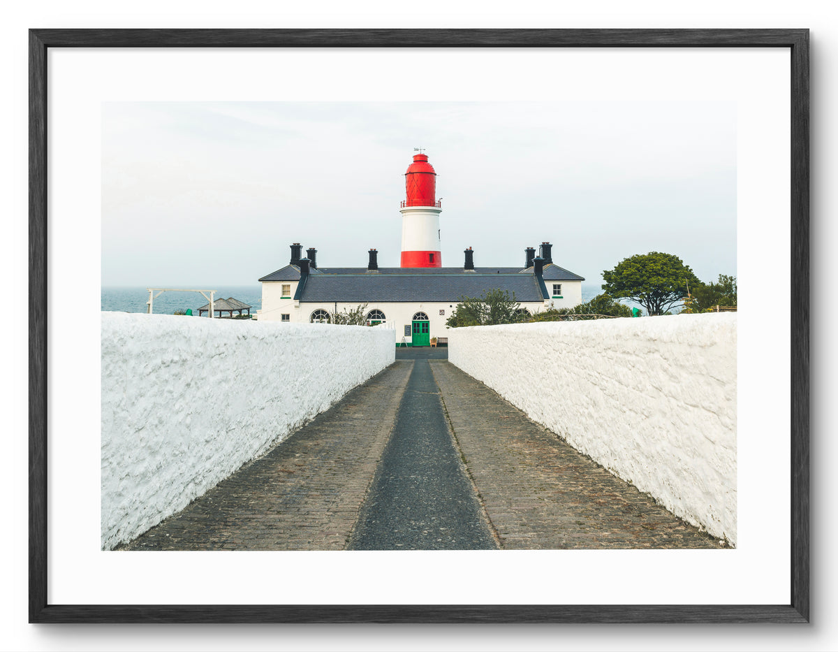 Souter Lighthouse - Red and White Lighthouse - Sunderland shown as a framed photographic print.
