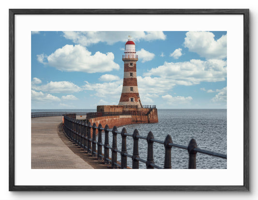 Roker Pier and Lighthouse - Sunderland shown as a framed photographic print.