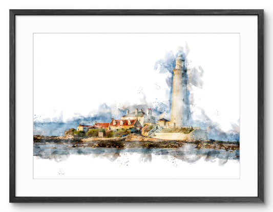 St Mary's Lighthouse - Digital Watercolour - Whitley Bay