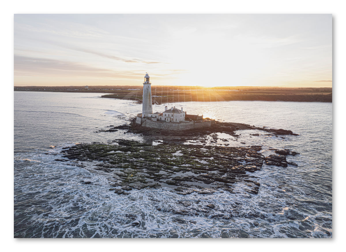 St Mary's Lighthouse - Whitley Bay Sunset - North East Captures shown as a canvas print.