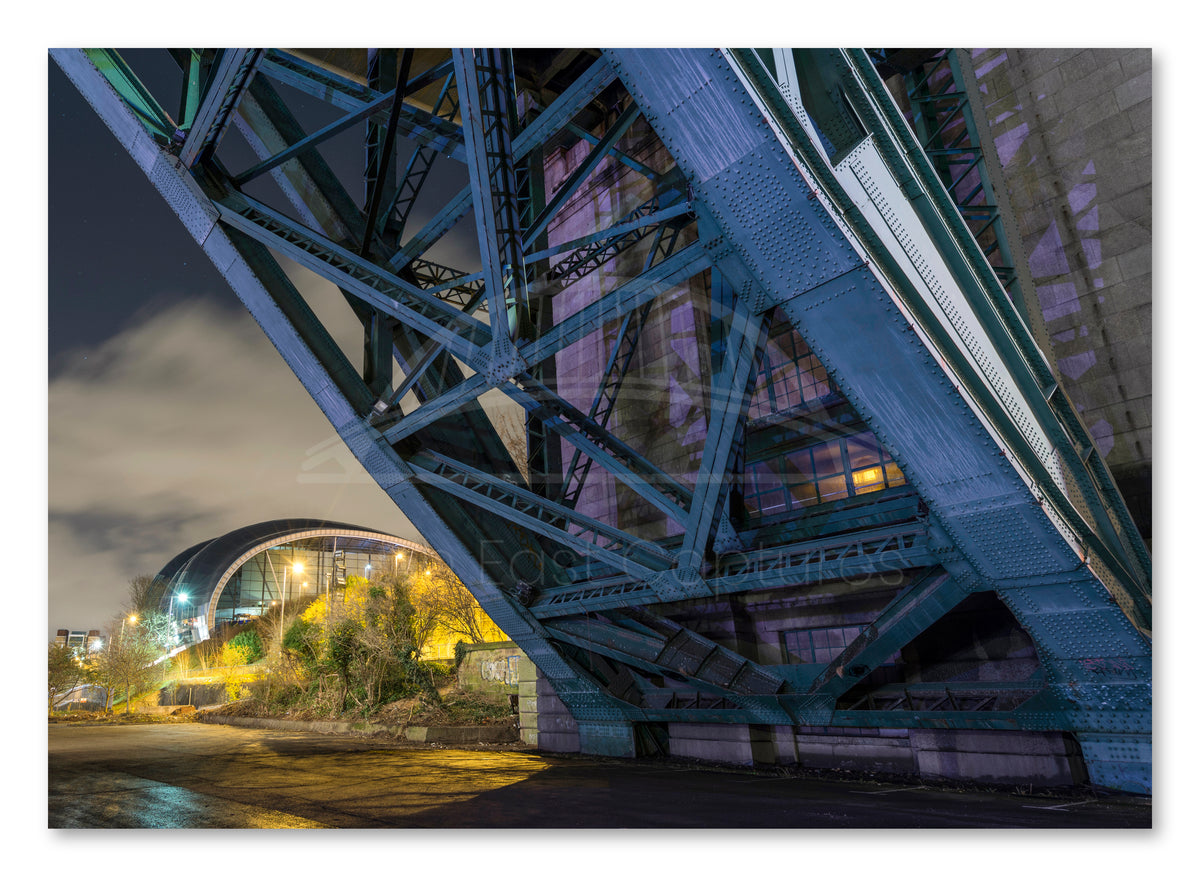 Tyne Bridge - Glasshouse - Gateshead shown as a canvas print.