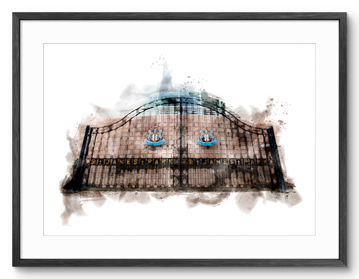 St James Park Football Stadium Gates - Digital Watercolour - Newcastle United