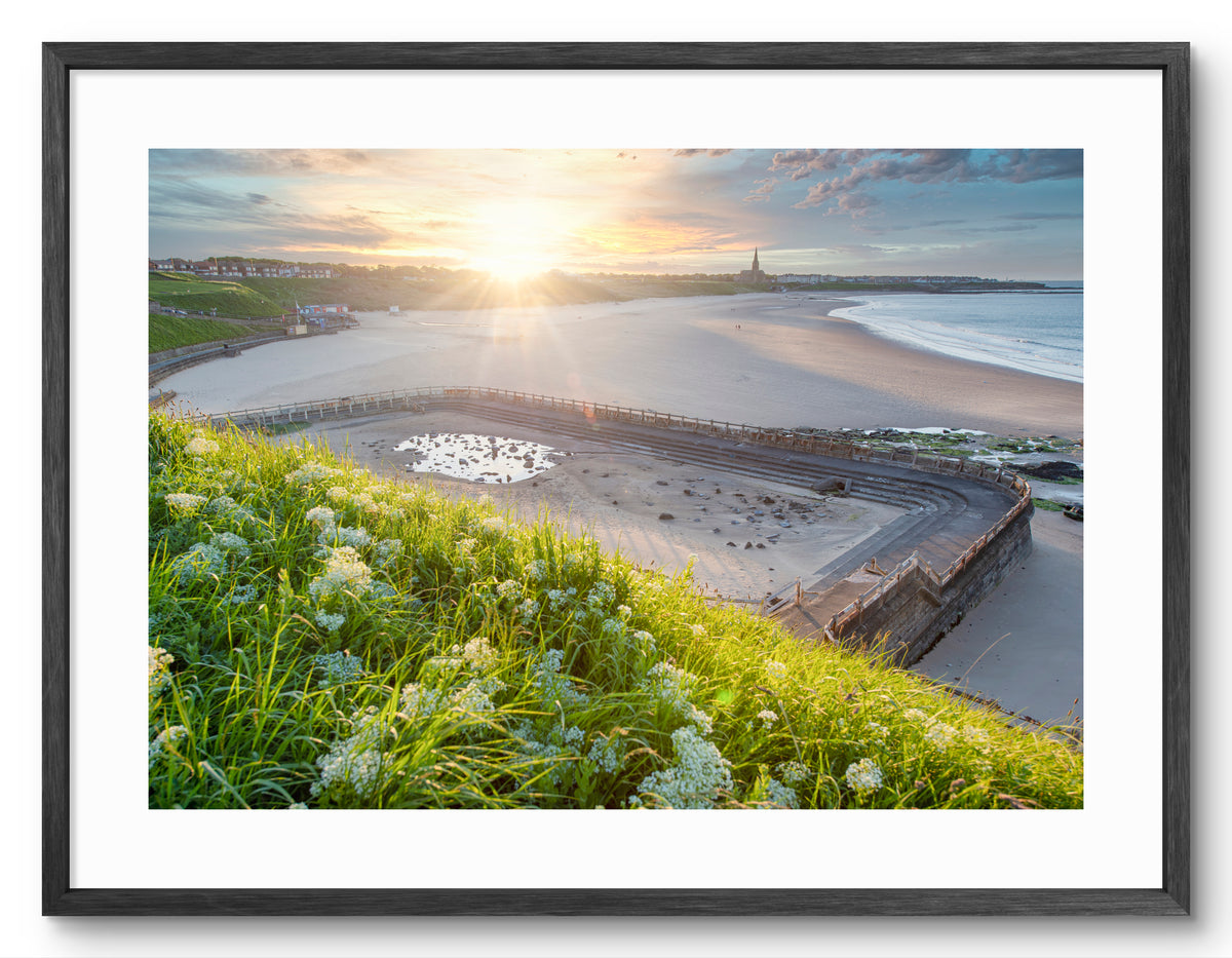 Tynemouth Outdoor Swimming Pool - Sunset - Tynemouth shown as a framed photographic print.