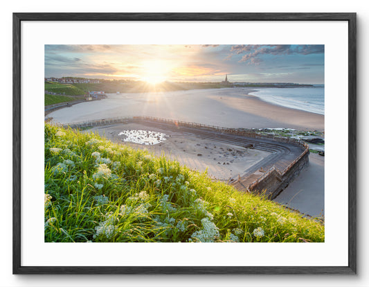 Tynemouth Outdoor Swimming Pool - Sunset - Tynemouth shown as a framed photographic print.