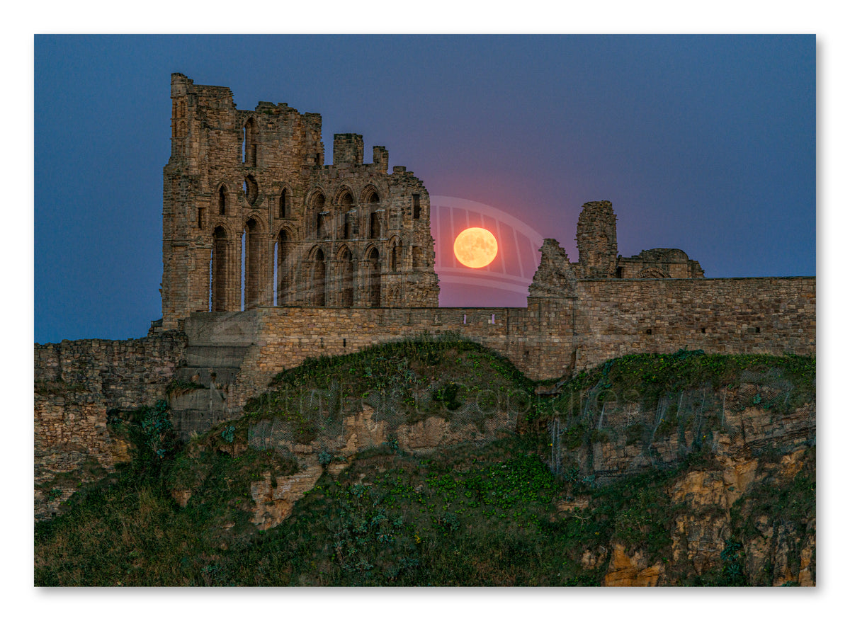 Tynemouth Priory Ruins - Sturgeon Supermoon - Tynemouth - North Tyneside shown as a canvas print.