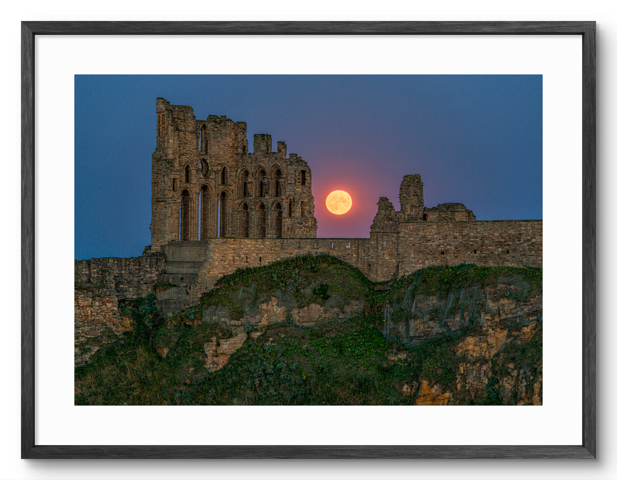 Tynemouth Priory Ruins - Sturgeon Supermoon - Tynemouth - North Tyneside shown as a framed photographic print.