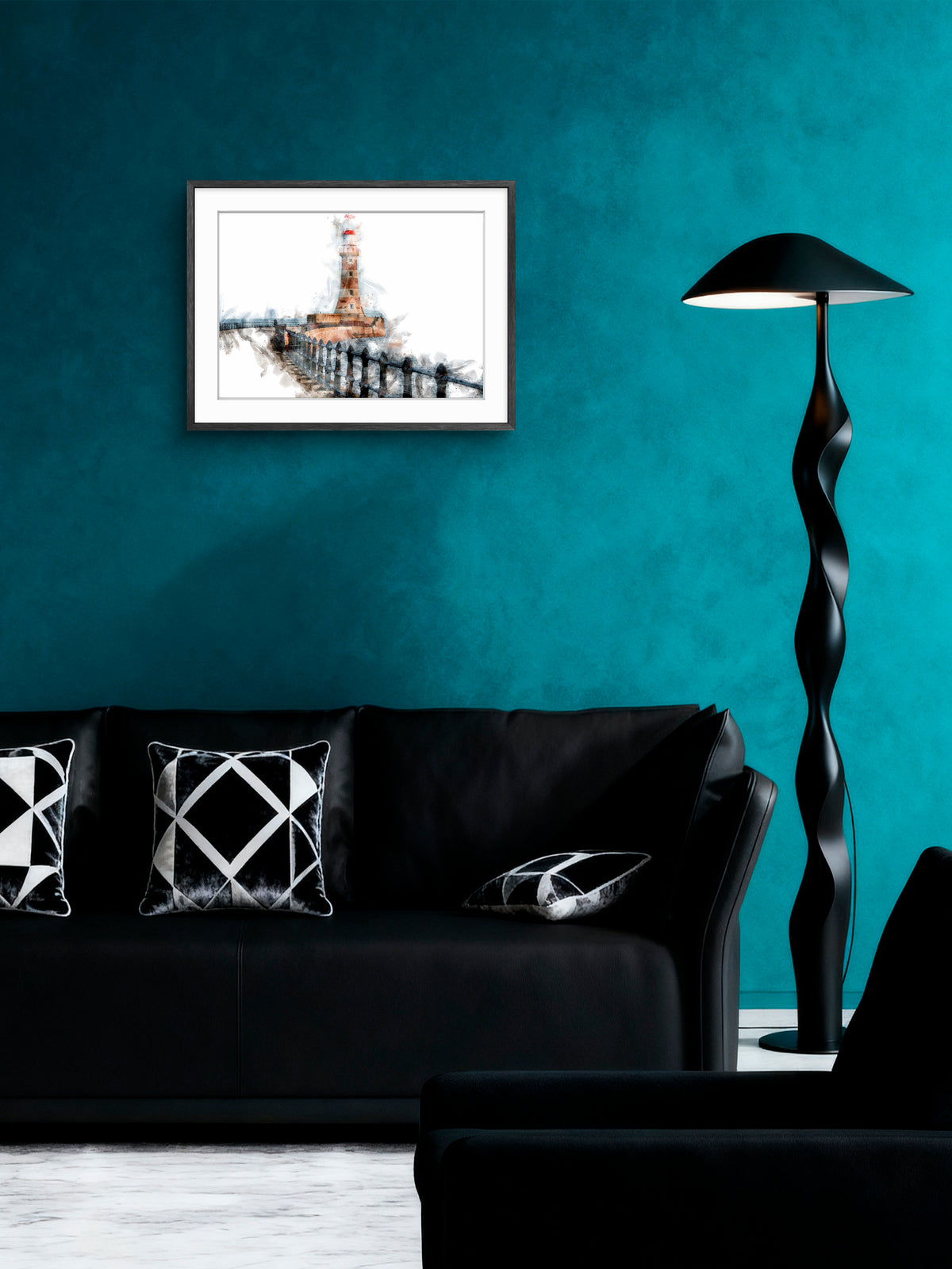 Roker Pier Lighthouse - Digital Watercolour - Sunderland