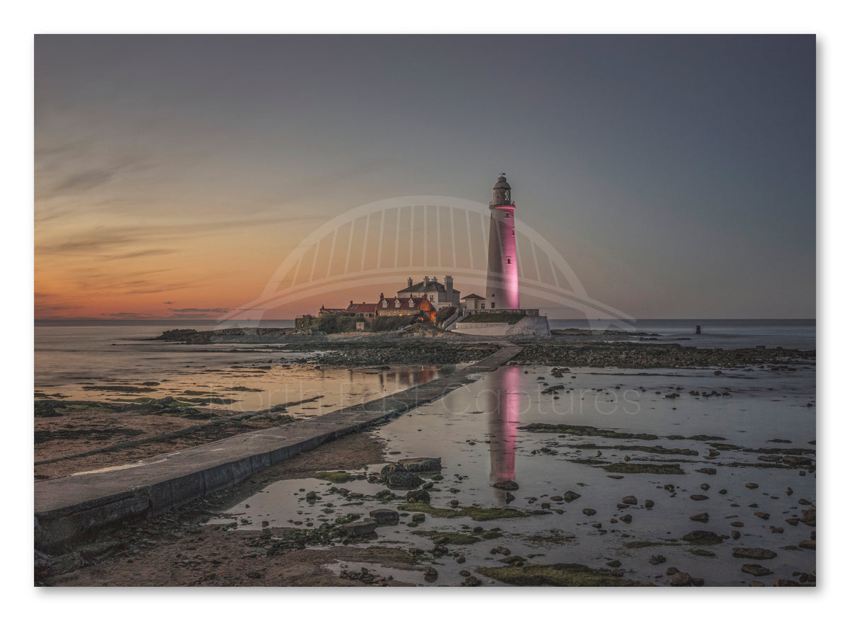 St Mary's Lighthouse and Causeway - Whitley Bay - North Tyneside shown as a canvas print.