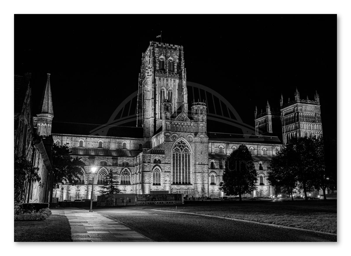 Durham Cathedral - Black and White - Durham shown as a canvas print.
