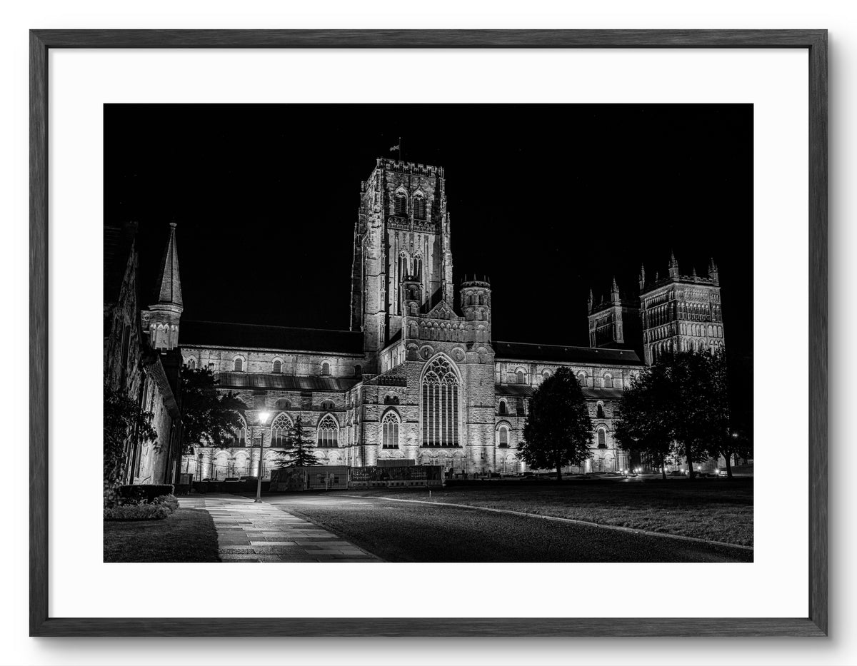 Durham Cathedral - Black and White - Durham shown as a framed photographic print.