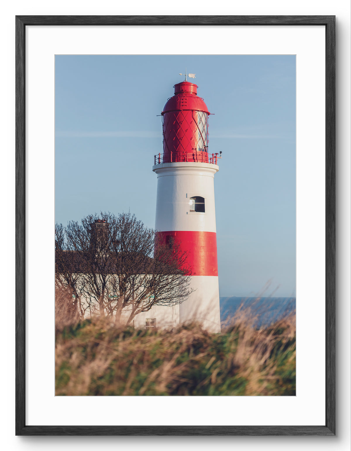 Souter Lighthouse - Red and White Lighthouse - Marsden - South Shields shown as a framed photographic print.