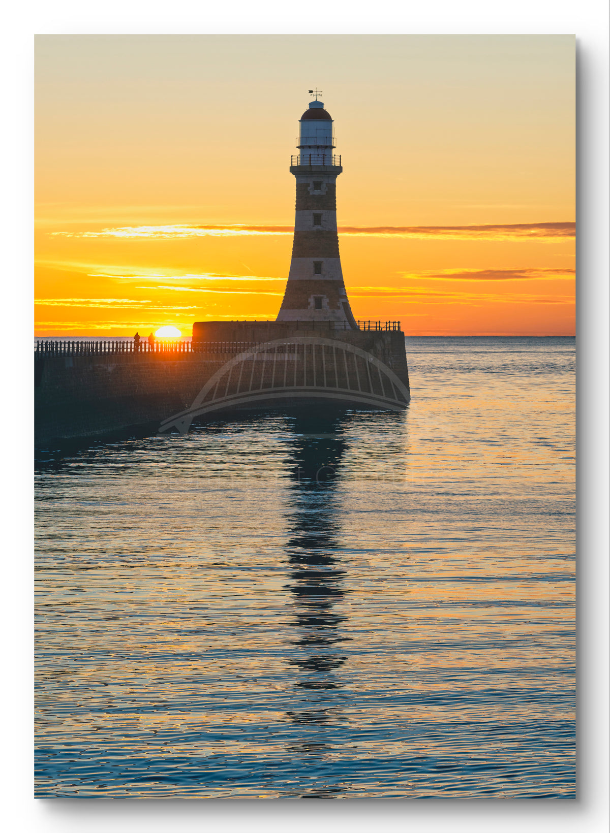 Roker Pier and Lighthouse - Sunrise - Sunderland shown as a canvas print.
