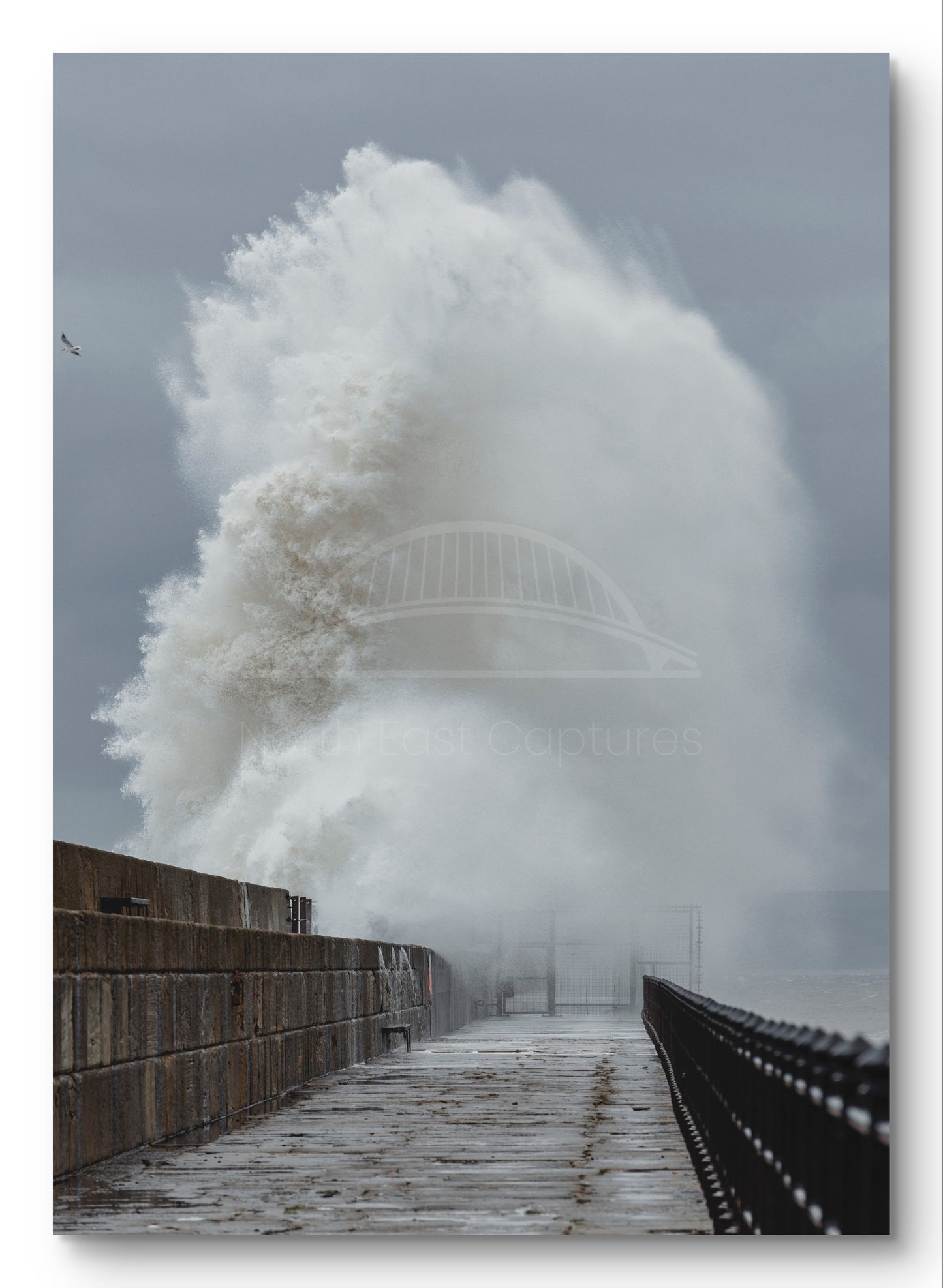 Heugh Breakwater Pier - Storm Waves - Hartlepool shown as a canvas print.