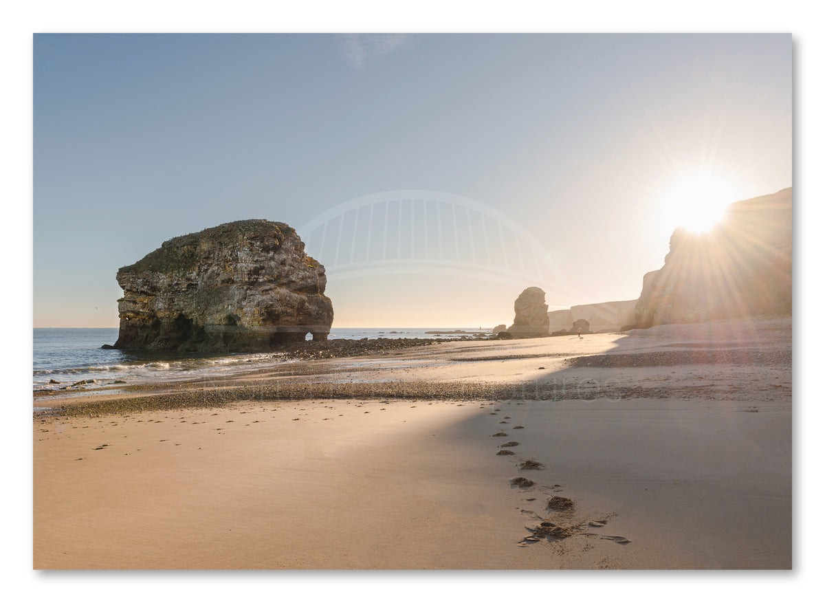 Marsden Rock and Beach - Sunrise - Marden - South Tyneside shown as a canvas print.