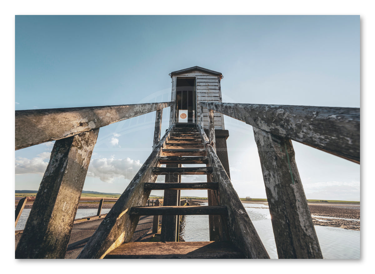 Refuge Shelter - Holy Island causeway - Lindisfarne - Northumberland shown as a canvas print.