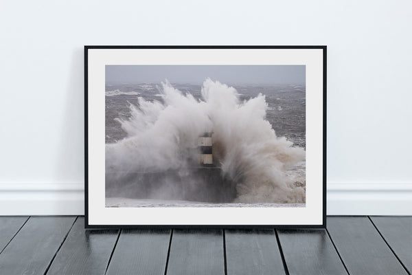 Seaham Lighthouse and Pier Waves, Storm Babet, Seaham - County Durham