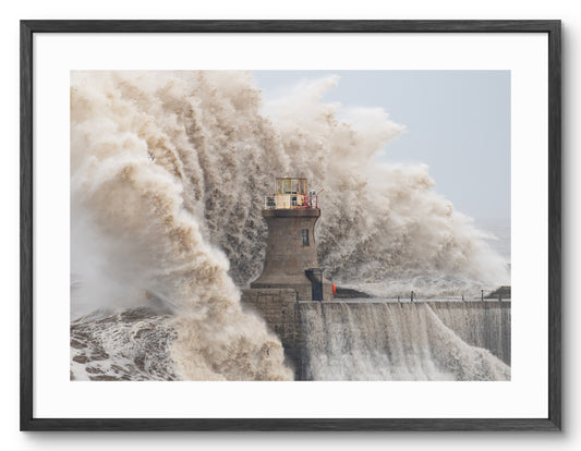 South Pier - Storm Babet Large Waves - South Shields shown as a framed photographic print.