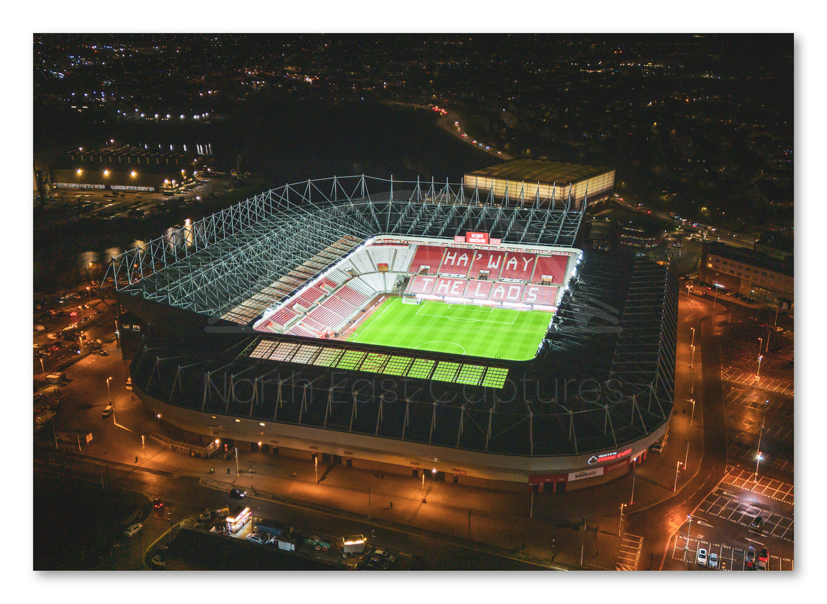 Stadium of Light - Sunderland - Howay The Lads - Home to Sunderland Football Club shown as a canvas print.