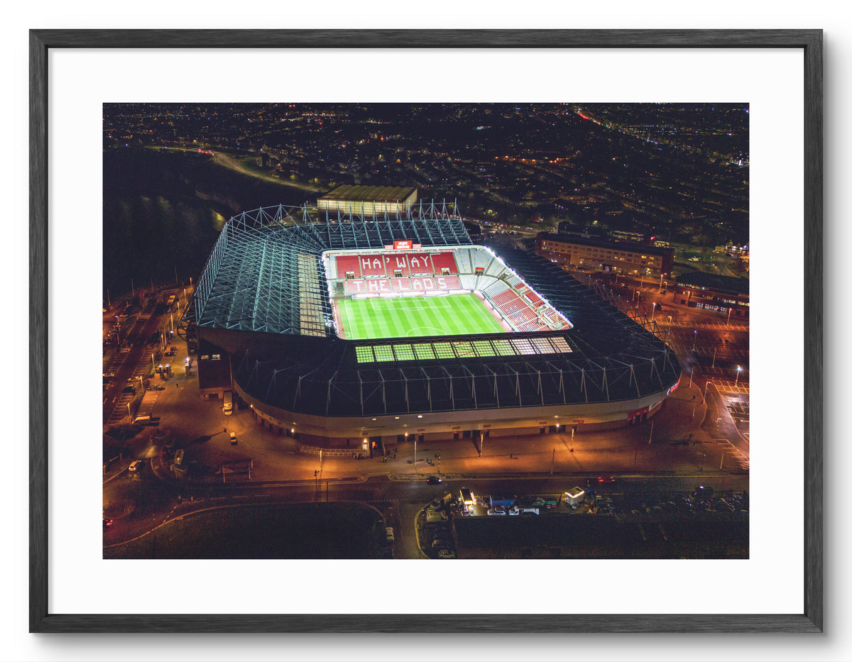Stadium of Light Print - Home to Sunderland Football Club - Sunderland shown as a framed photographic print.