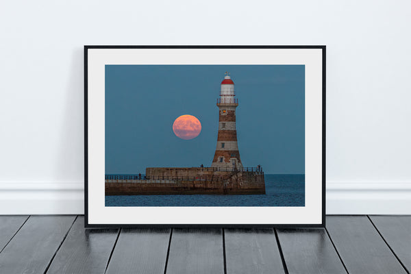 Harvest Moon at Roker Pier Lighthouse, Sunderland