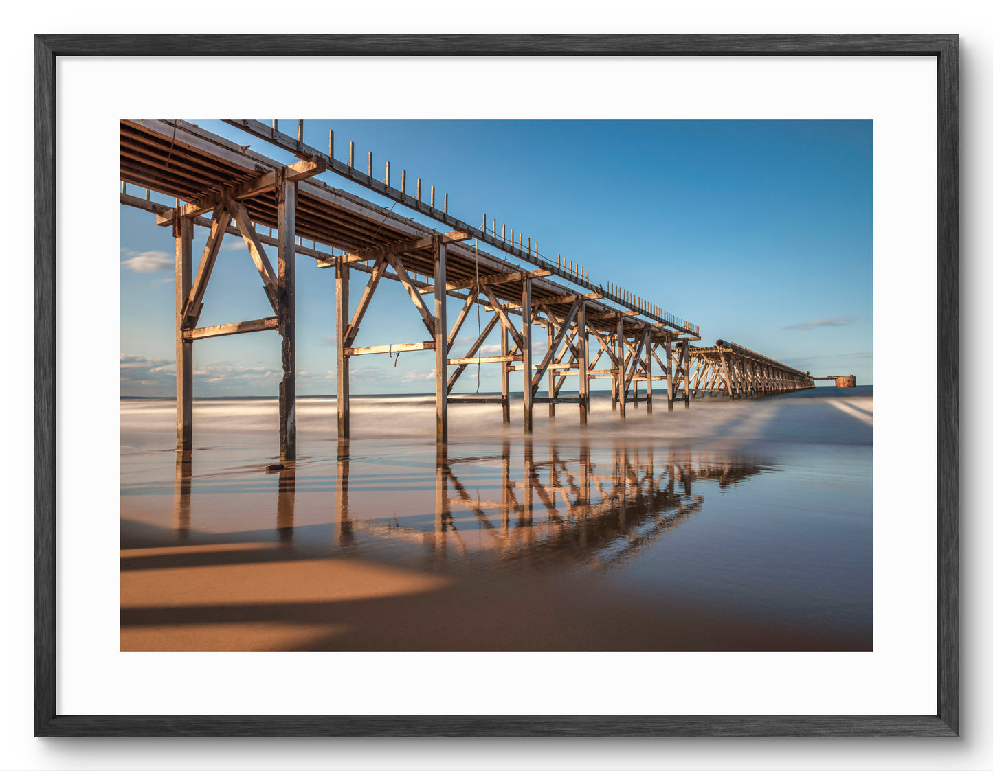 Steetley Pier - Cross Section - Water Reflections - Hartlepool - Teesside shown as a framed photographic print.