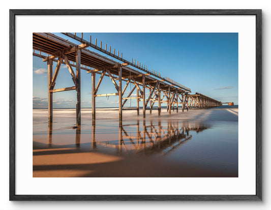 Steetley Pier - Cross Section - Water Reflections - Hartlepool - Teesside shown as a framed photographic print.