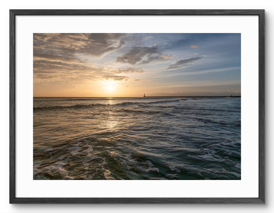 Roker Beach and Pier - Sunrise - Sunderland shown as a framed photographic print.