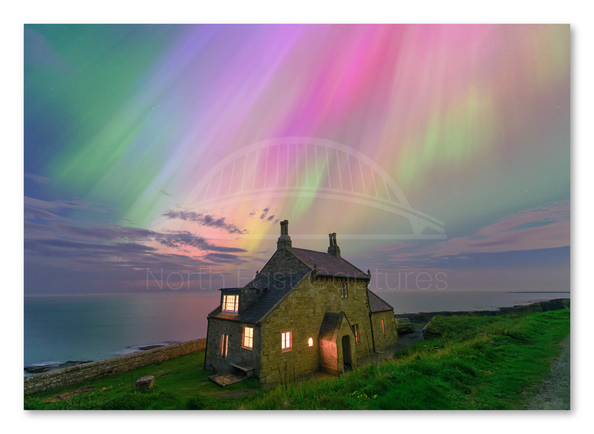 The Bathing House - Northern Lights - Howick - Northumberland shown as a canvas print.
