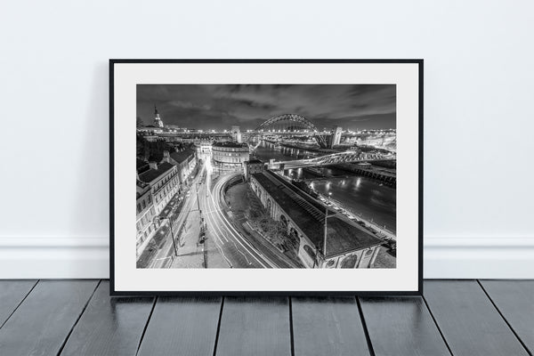 Black and White Newcastle Quayside from the High Level Bridge