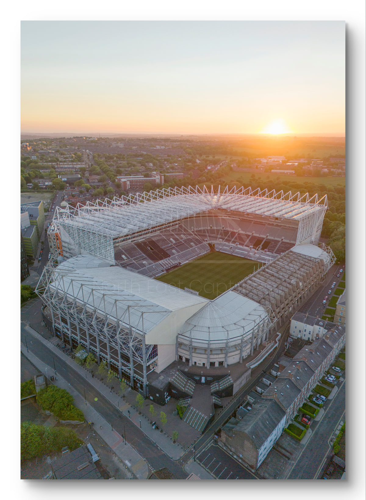 St James' Park Sunset - Newcastle United F.C. - Newcastle Upon Tyne shown as a canvas print.