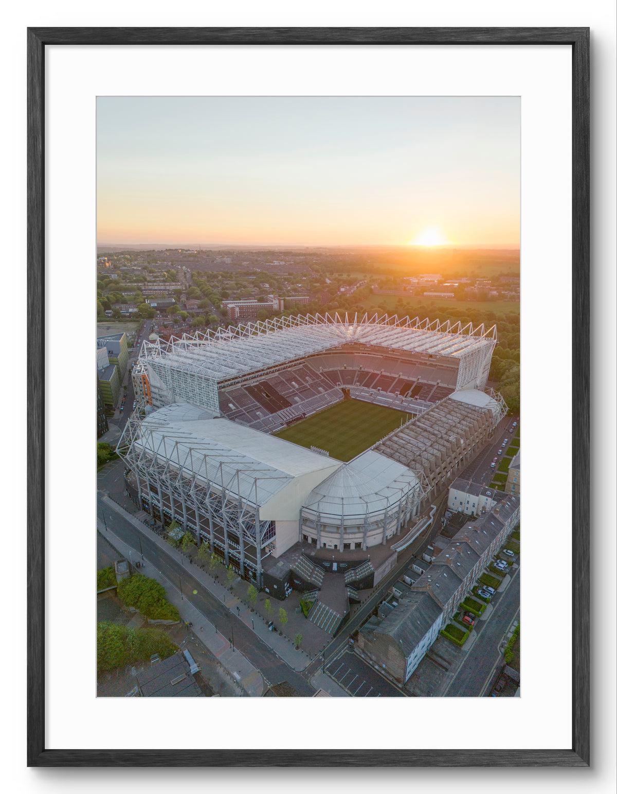 St James' Park Sunset - Newcastle United F.C. - Newcastle Upon Tyne shown as a framed photographic print.