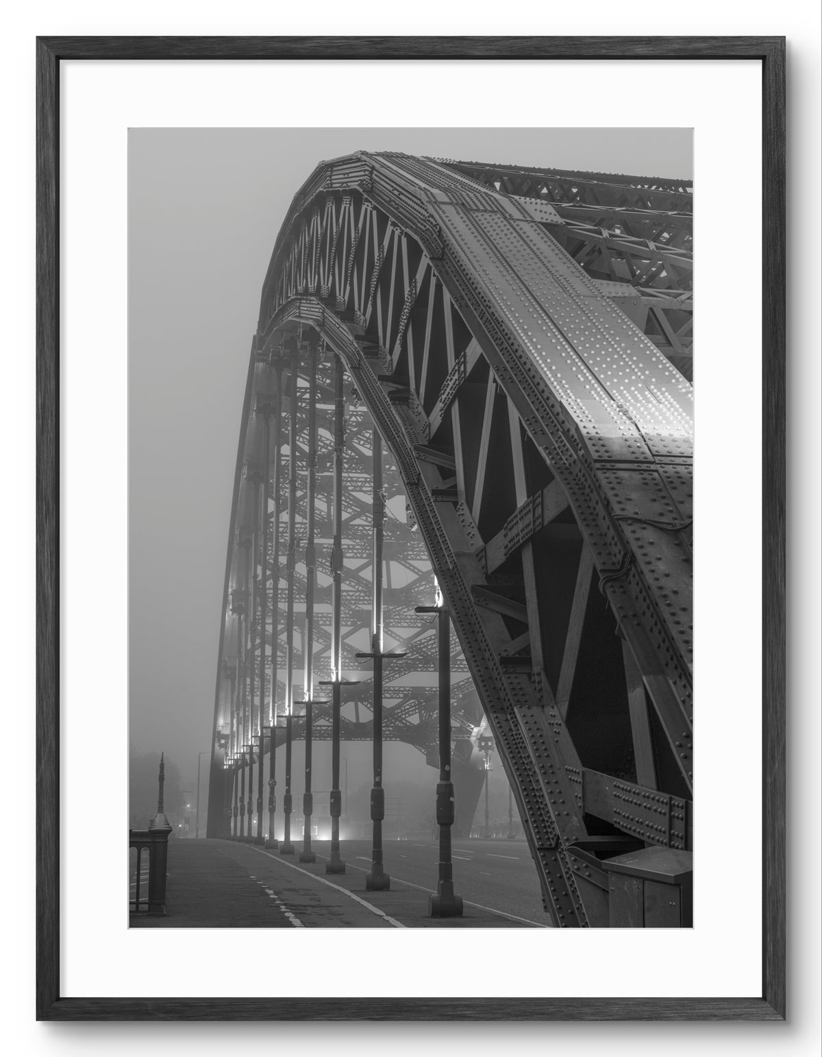 Wearmouth Bridge - Fog - Sunderland shown as a framed photographic print.