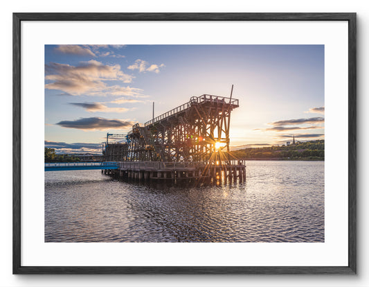 Dunston Staiths - Sunsetting behind Staiths - Gateshead shown as a framed photographic print.