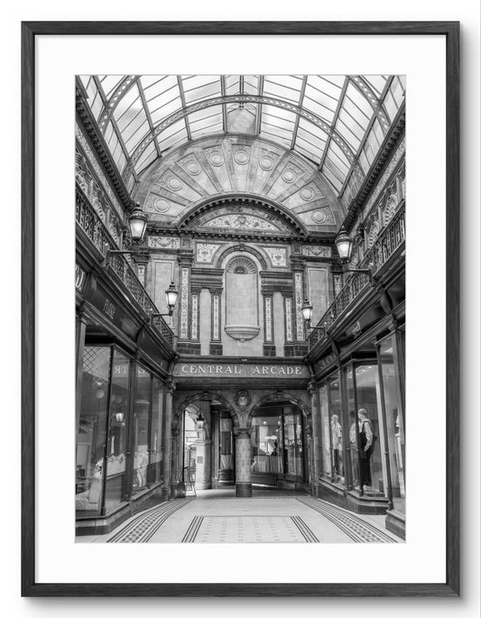 Central Arcade in Newcastle shown as a framed photographic print.